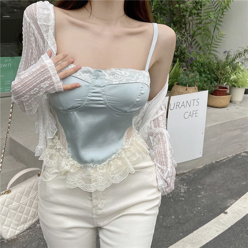 Jiashucheng Áo Lót Dạng Ống Hai Dây Quấn Ngực Phối Ren Quyến Rũ Đẹp Mắt Cho Nữ