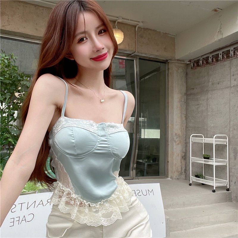 Jiashucheng Áo Lót Dạng Ống Hai Dây Quấn Ngực Phối Ren Quyến Rũ Đẹp Mắt Cho Nữ