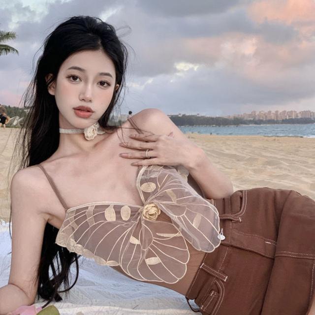 Jiashucheng Áo Lót Hai Dây Họa Tiết Bướm Thời Trang Xuân Hè Quyến Rũ Cho Nữ