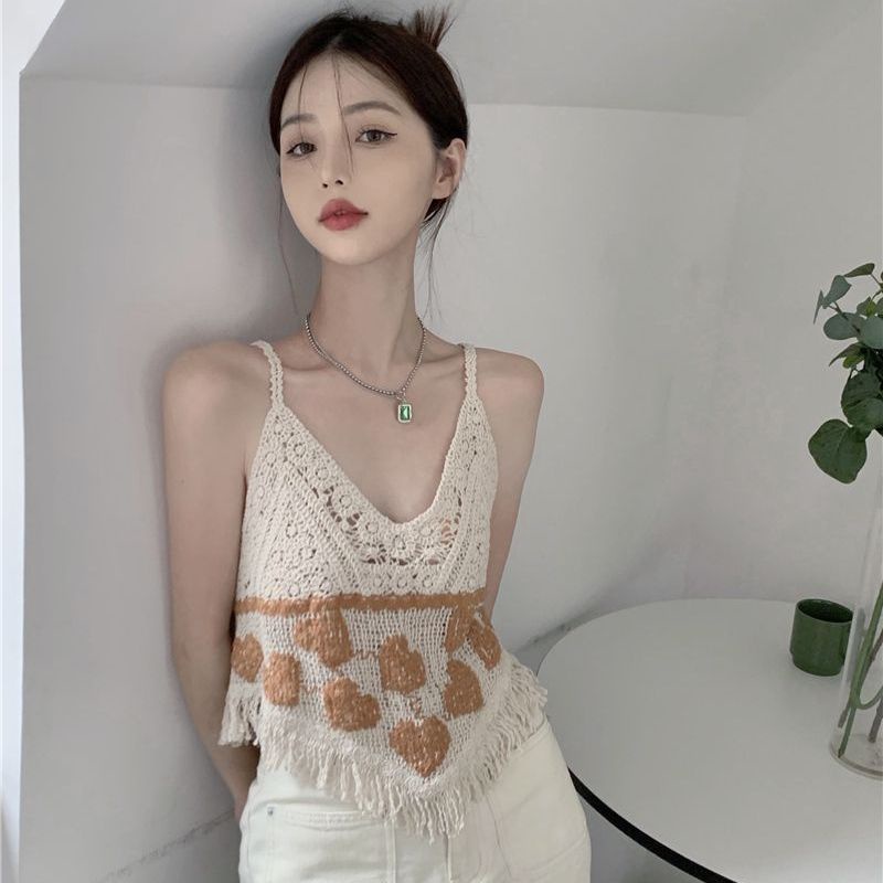 Jiashucheng Áo Dệt Kim Ngắn Dáng Rộng Cổ Chữ v Hở Lưng Phối Tua Rua Kiểu Pháp Thời Trang Mùa Hè Cho Nữ