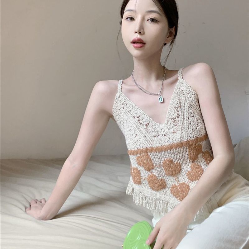 Jiashucheng Áo Dệt Kim Ngắn Dáng Rộng Cổ Chữ v Hở Lưng Phối Tua Rua Kiểu Pháp Thời Trang Mùa Hè Cho Nữ