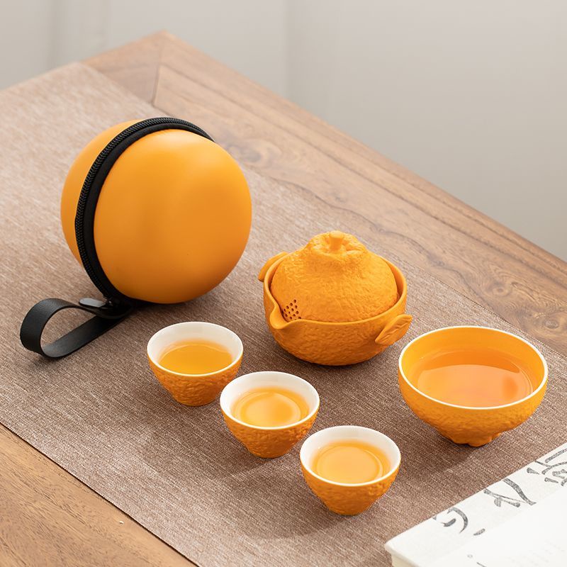 Bộ Ấm Trà Bằng Sứ Cỡ Nhỏ Thiết Kế Sáng Tạo Tiện Dụng Mang Theo Du Lịch
