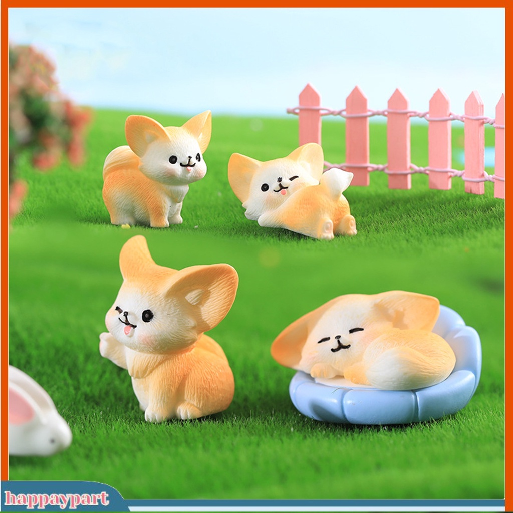 Bộ 2 Tượng Trang Trí Hình Cáo Bằng Nhựa Resin