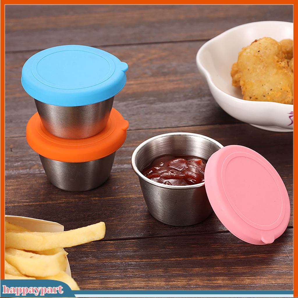 (happaypart) 1 Bộ Chén Dĩa Nhỏ Đựng Nước Sốt Cà Chua Chống Rò Rỉ Chống Ăn Mòn Có Nắp Đậy Xếp Chồng Được Dành Cho Phòng Ăn