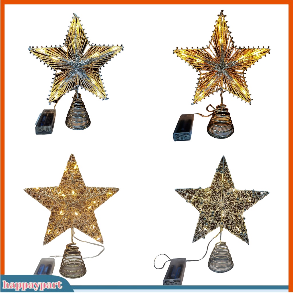 Phụ Kiện Trang Trí Cây Thông Giáng Sinh Hình Ngôi Sao / Lục Giác / Thiên Thần Bằng Sắt Phát Sáng