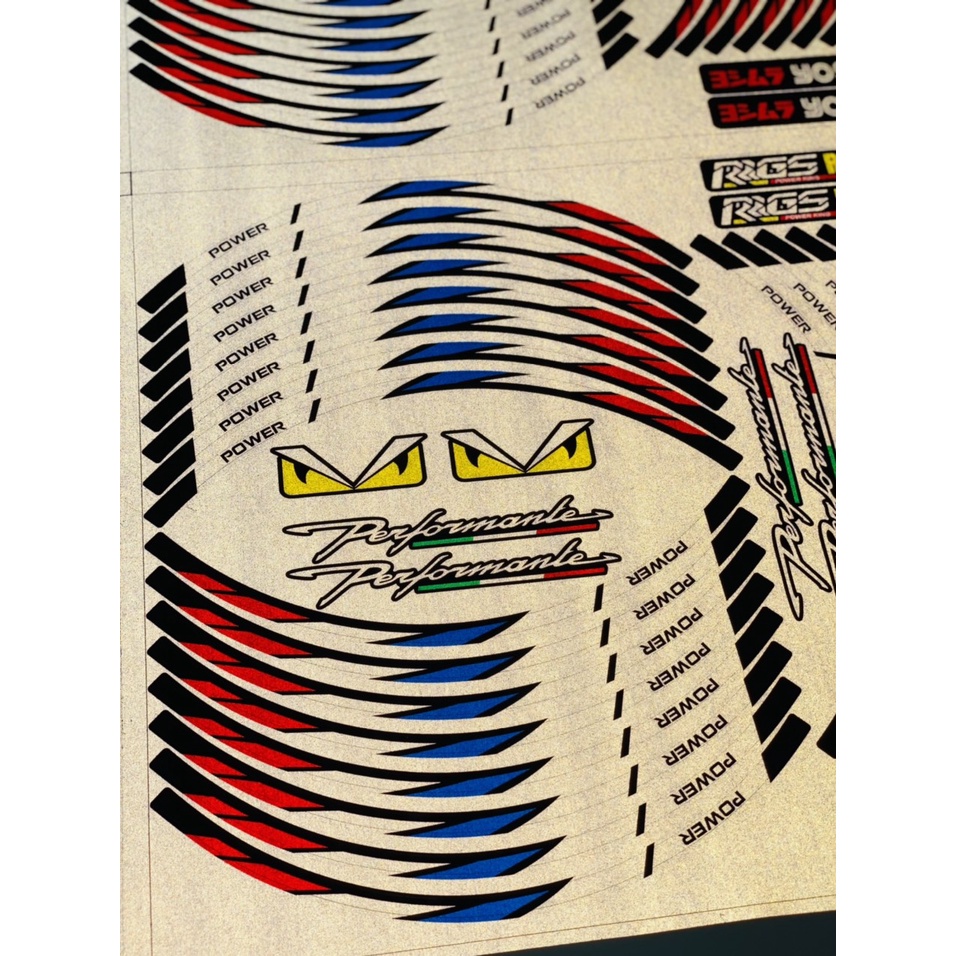 Bộ tem decal sticker dán vành bánh mâm phản quang 3M dán mọi loại xe