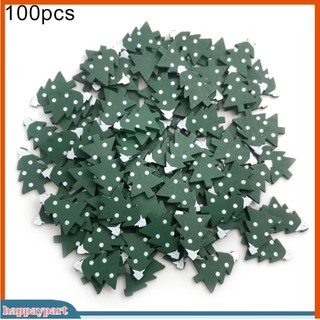 (happaypart) Set 100 Nút Gỗ Hình Cây Thông Giáng Sinh Dùng Để Trang Trí Đẹp Mắt