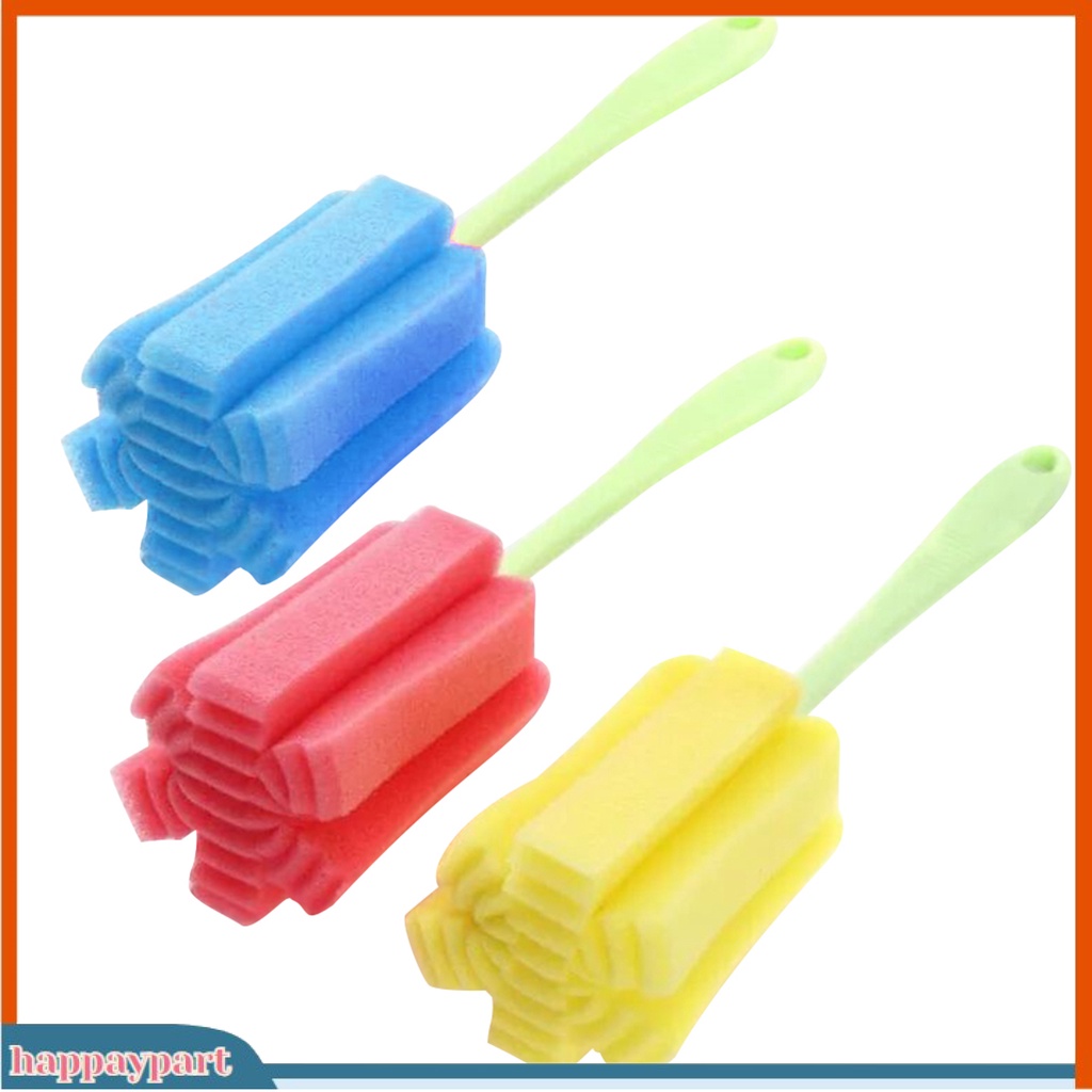 (happaypart) 3 Cọ Xốp Để Lau Chùi Chai Lọ Thủy Tinh Tiện Dụng Và Bền