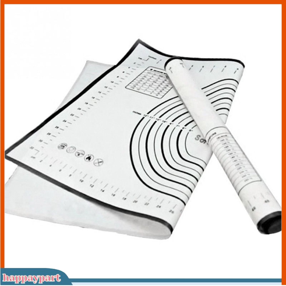 (happaypart) Silicone Non-stick Rolling Dough Mat Baking Pad Pastry Bakeware Kitchen Gadgets