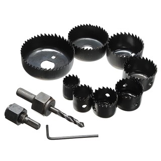 Bộ khoét lỗ 8 size: 19, 22, 29, 32, 38, 44, 51, 64 (mm) - khoét gỗ ván, thạch cao, nhựa mica - lắp khóa cửa