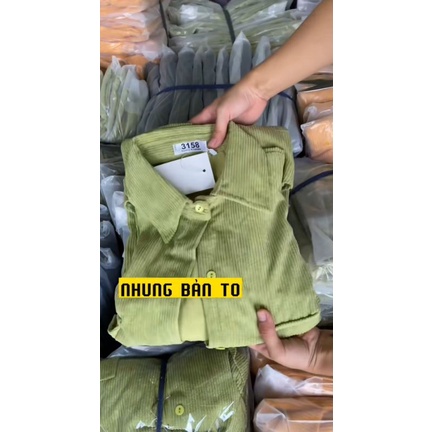 Áo Sơ Mi Nhung Tăm Form Rộng Hot Trend