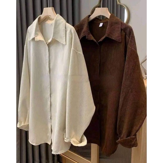 Áo Sơ Mi Nhung Tăm Form Rộng Hot Trend