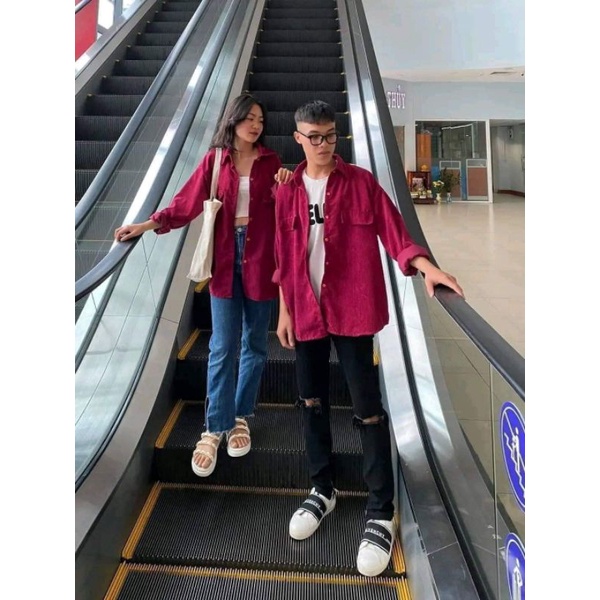 Áo Sơ Mi Nhung Tăm Form Rộng Hot Trend