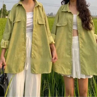 Áo sơ mi nhung tăm form rộng hot trend