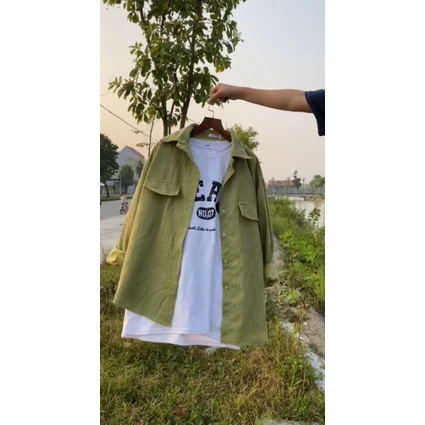 Áo Sơ Mi Nhung Tăm Form Rộng Hot Trend