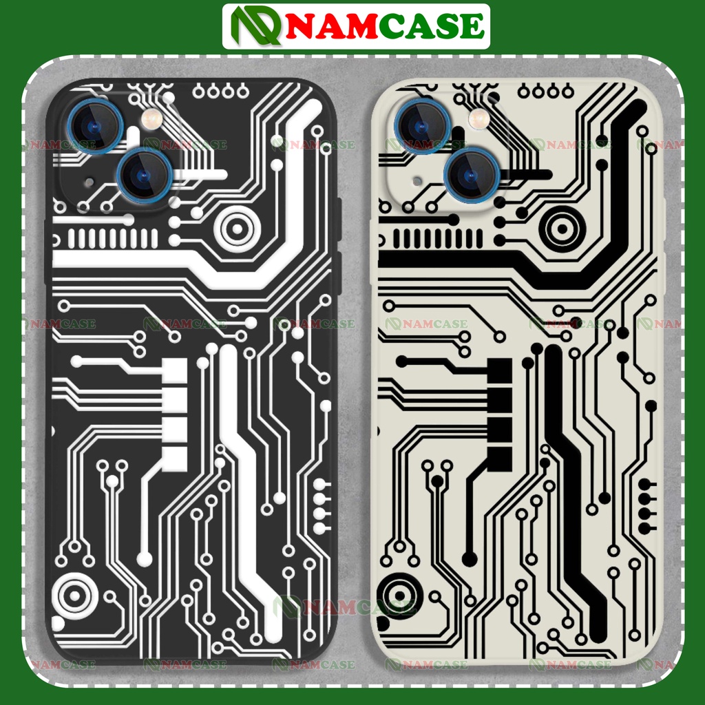 Ốp lưng iphone hình bảng mạch cạnh viền vuông chống sốc silion mềm dẻo cho ip 6/6s/7/8/X/XS/11/12/13/14 Pro Plus Max
