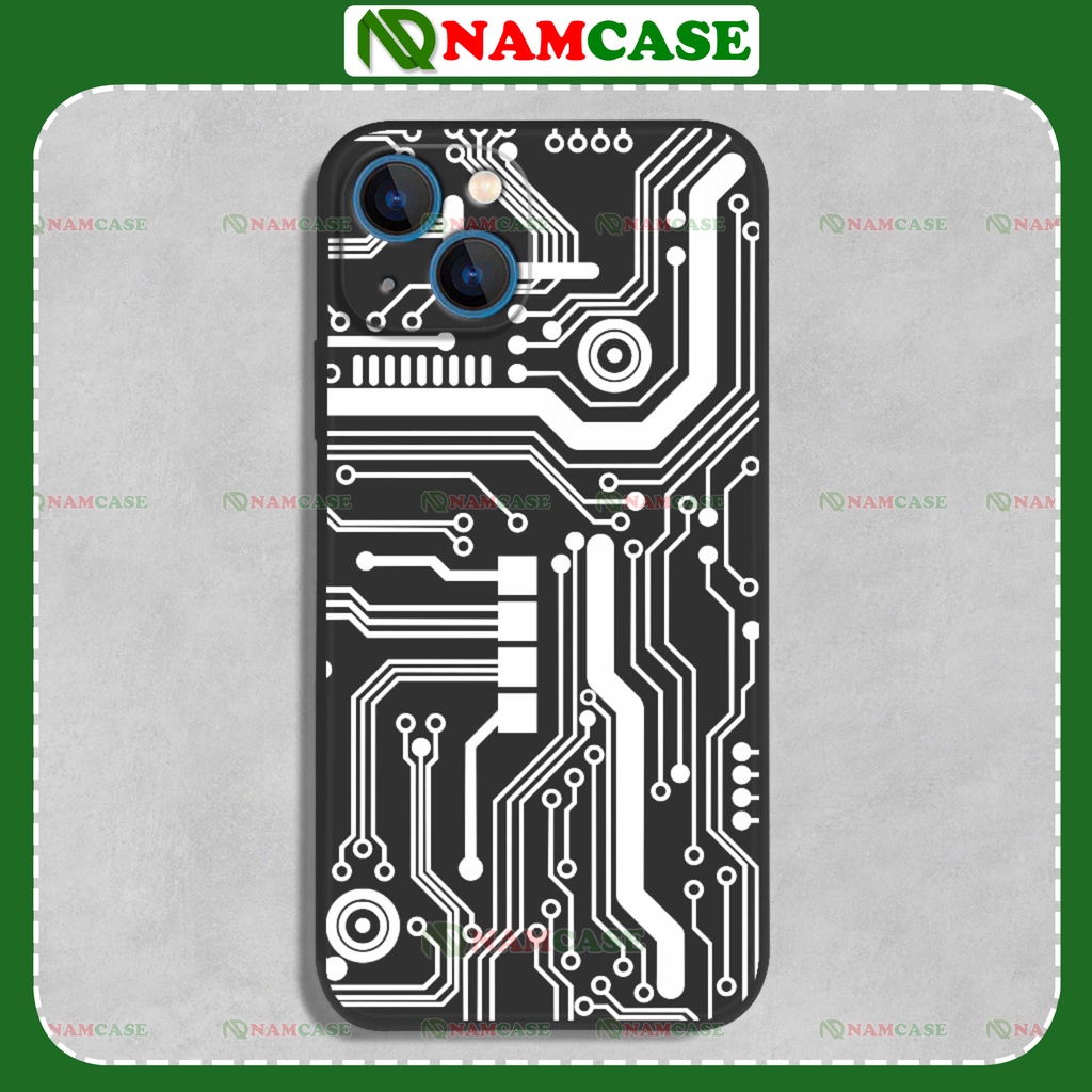 Ốp lưng iphone hình bảng mạch cạnh viền vuông chống sốc silion mềm dẻo cho ip 6/6s/7/8/X/XS/11/12/13/14 Pro Plus Max