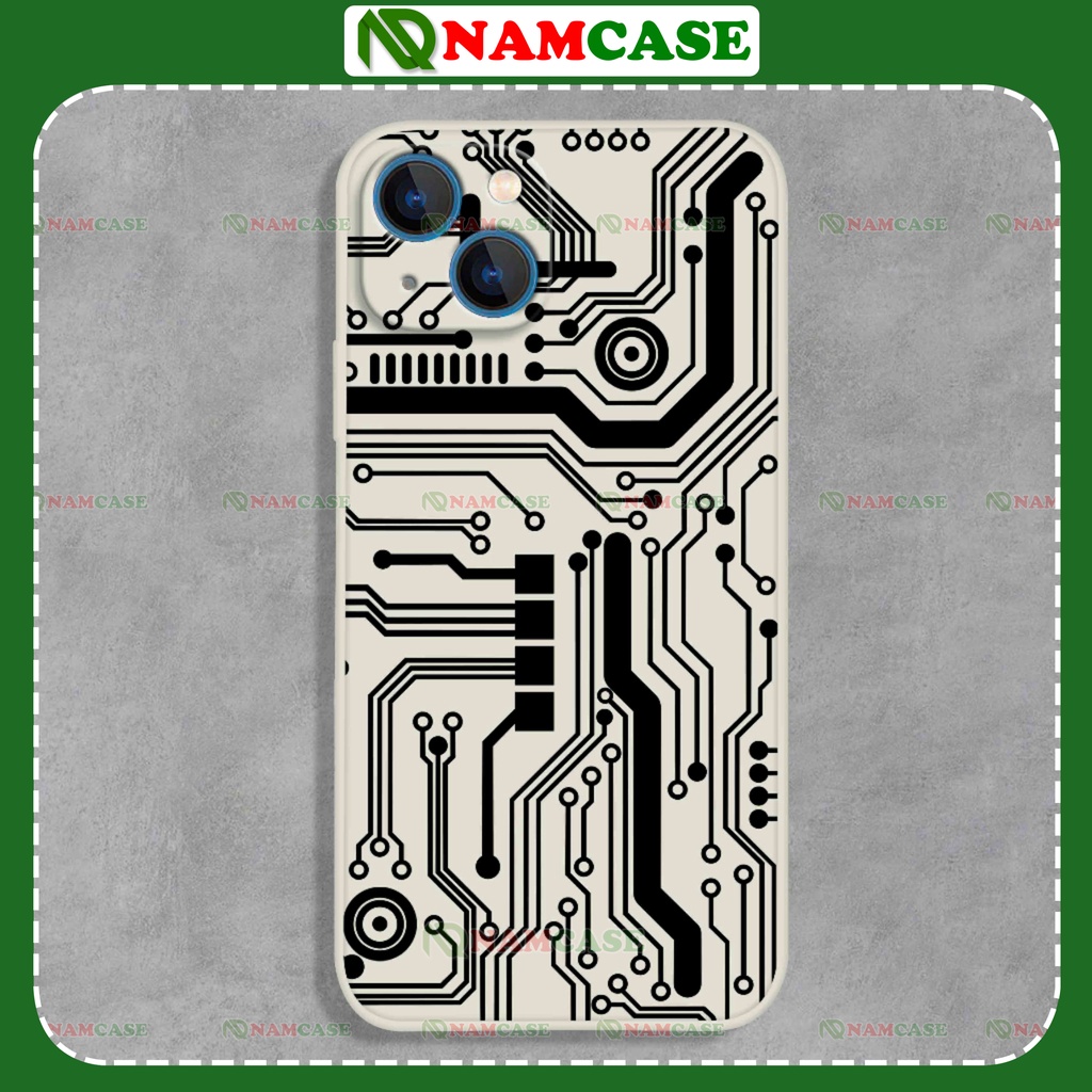 Ốp lưng iphone hình bảng mạch cạnh viền vuông chống sốc silion mềm dẻo cho ip 6/6s/7/8/X/XS/11/12/13/14 Pro Plus Max