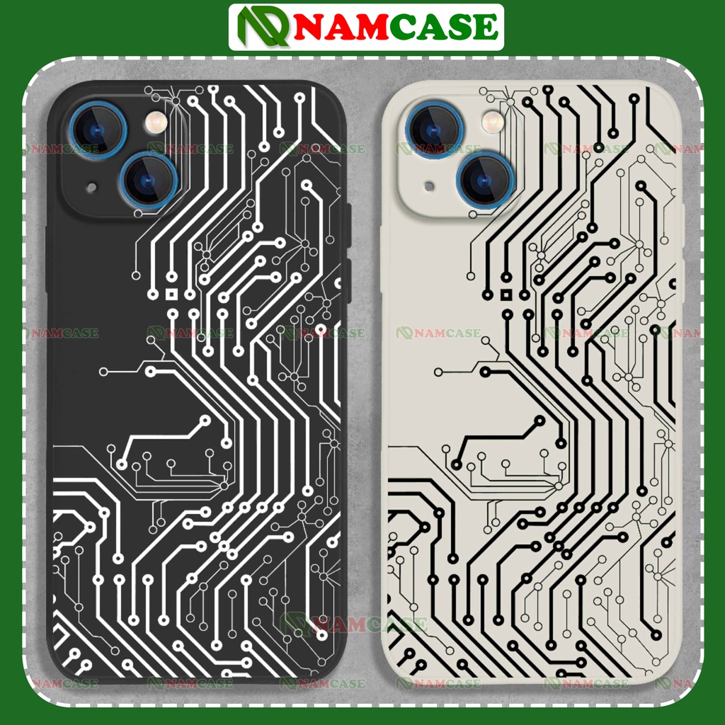 Ốp lưng iphone hình bảng mạch cạnh viền vuông chống sốc silion mềm dẻo cho ip 6/6s/7/8/X/XS/11/12/13/14 Pro Plus Max