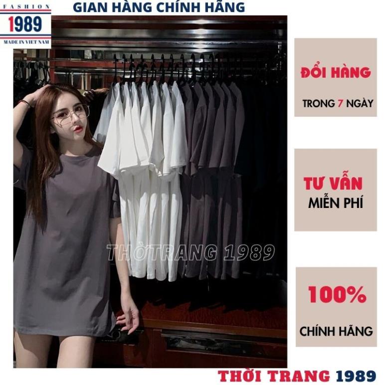 Áo thun cộc tay unusex trơn 7 mầu phom to rộng dấu quần chất cottong co giãn mặc mát -THỜI TRANG 1989