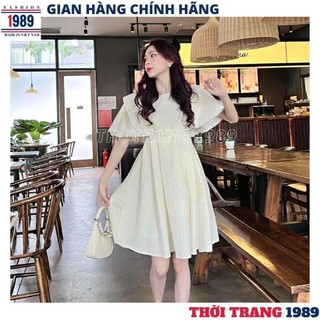 Đầm babydoll gấm xốp cổ bèo công chúa V89 kiểu dáng hàn quốc -váy dự tiệc siêu sang chảnh -THỜI TRANG 1989