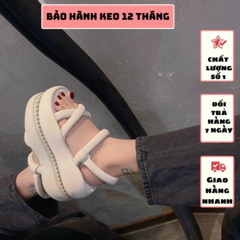 GIÀY SANDAL QUAI CHÉO ĐẾ BẰNG CAO 5 PHÂN CHẤT DA SI SÁP