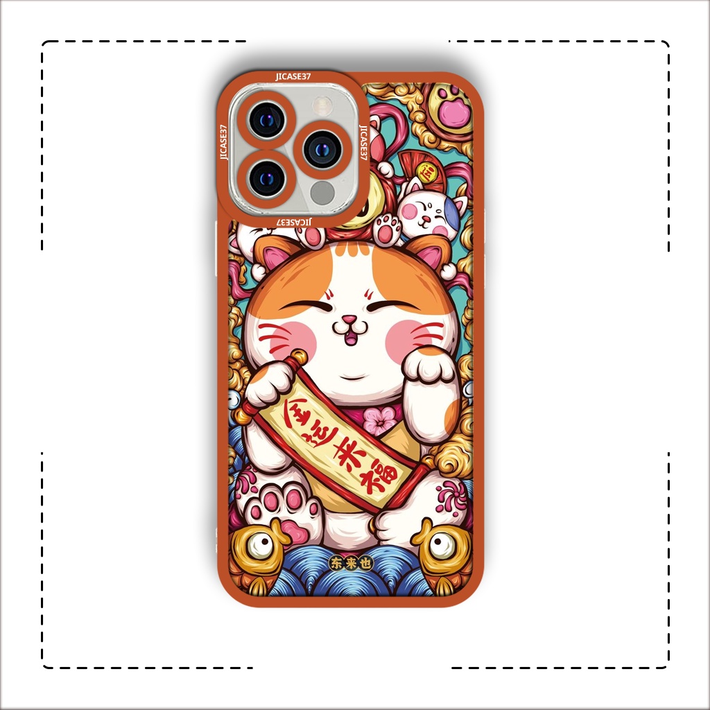 Ốp lưng iphone cạnh vuông JM CASE Mèo thần tài cool ngầu mạnh mẽ may mắn 6/6pl/6s/6spl/7/7pl/8/8pl/x/xs/11/12/13/pro/max