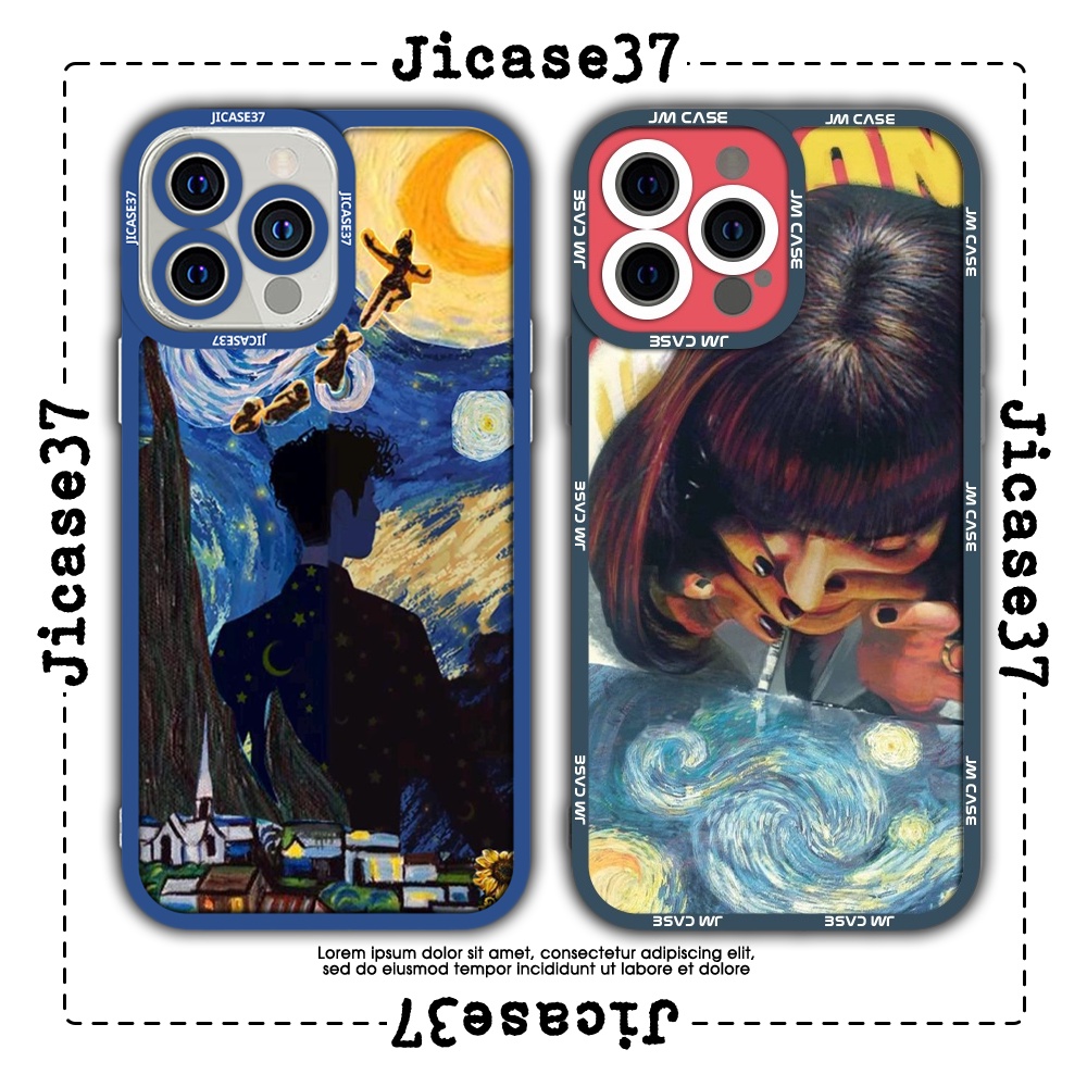 Ốp lưng iphone cạnh vuông JMCase Starry Night Retro Art 6plus/6s/6splus/7/7plus/8/8plus/x/xs/11/12/pro/max/plus/promax