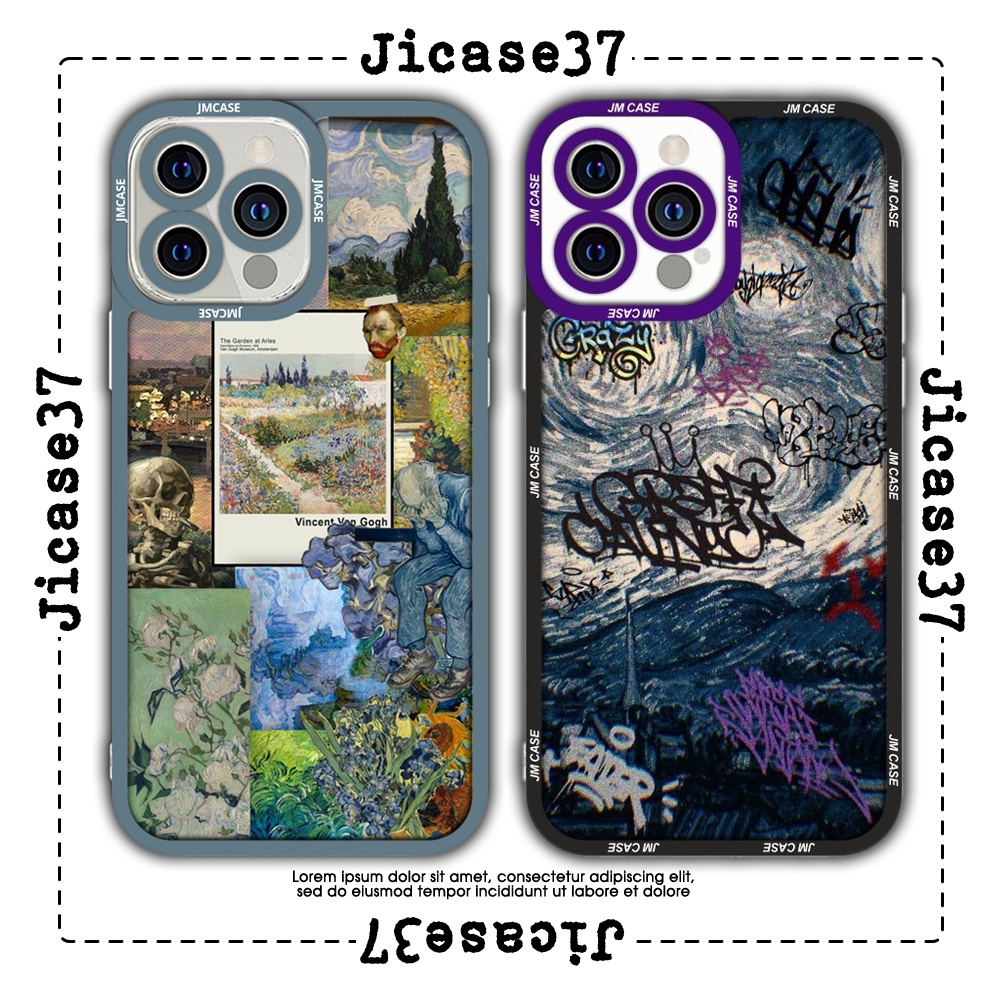 Ốp lưng iphone cạnh vuông JM Case Đêm đầy sao Graffiti 6plus/6s/6splus/7/7plus/8/8plus/x/xs/11/12/pro/max/plus/promax