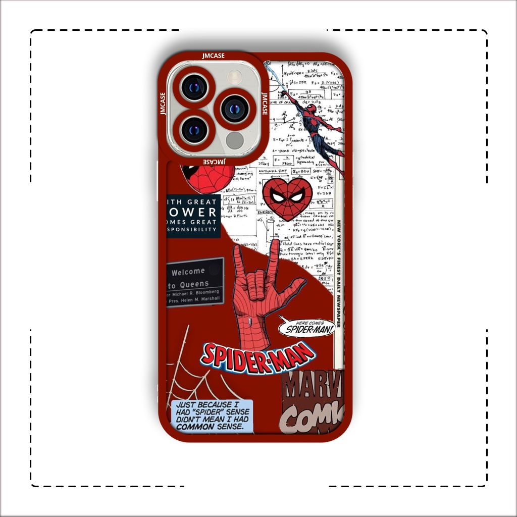 Ốp lưng iphone cạnh vuông JM CASE SpiderMan collage 6plus/6s/6splus/7/7plus/8/8plus/x/xs/11/12/pro/max/plus/promax