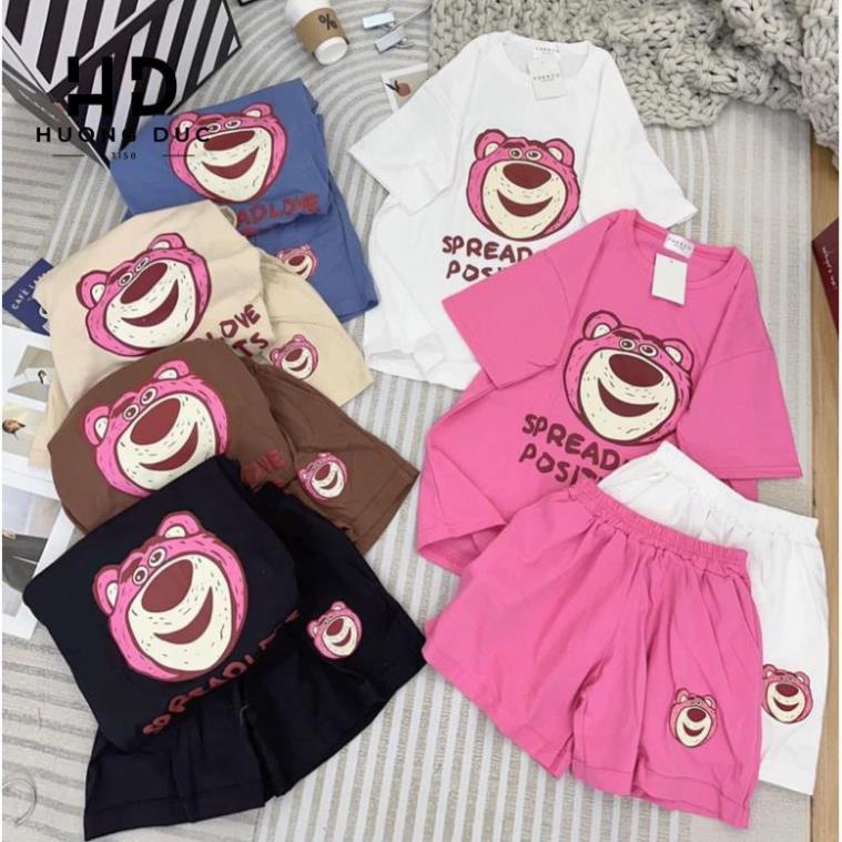 Sét bộ đùi nữ chất cotton khô 3158 form rộng mặt gấu dâu spreadlove
