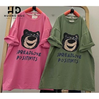Áo Thun 3158 Cotton Khô Form Rộng Nam Nữ Unisex In Hình Mặt Gấu SPREAD