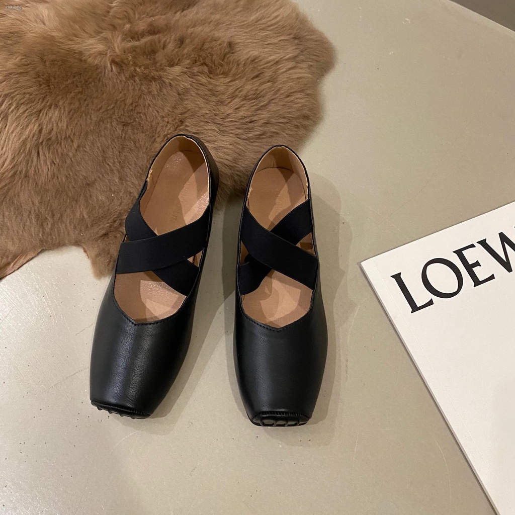 Giày Búp Bê Gót Dày Mũi Vuông Đế Mềm Phong Cách retro Pháp Thời Trang Mùa Xuân 2023