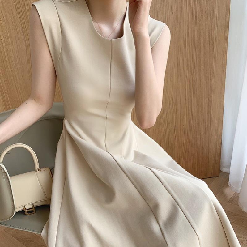 Váy Đầm Không Tay Cao Cấp Chiết Eo Thiết Kế Thanh Lịch Sang Trọng Phong Cách Hepburn Mùa Hè 2023 TT5