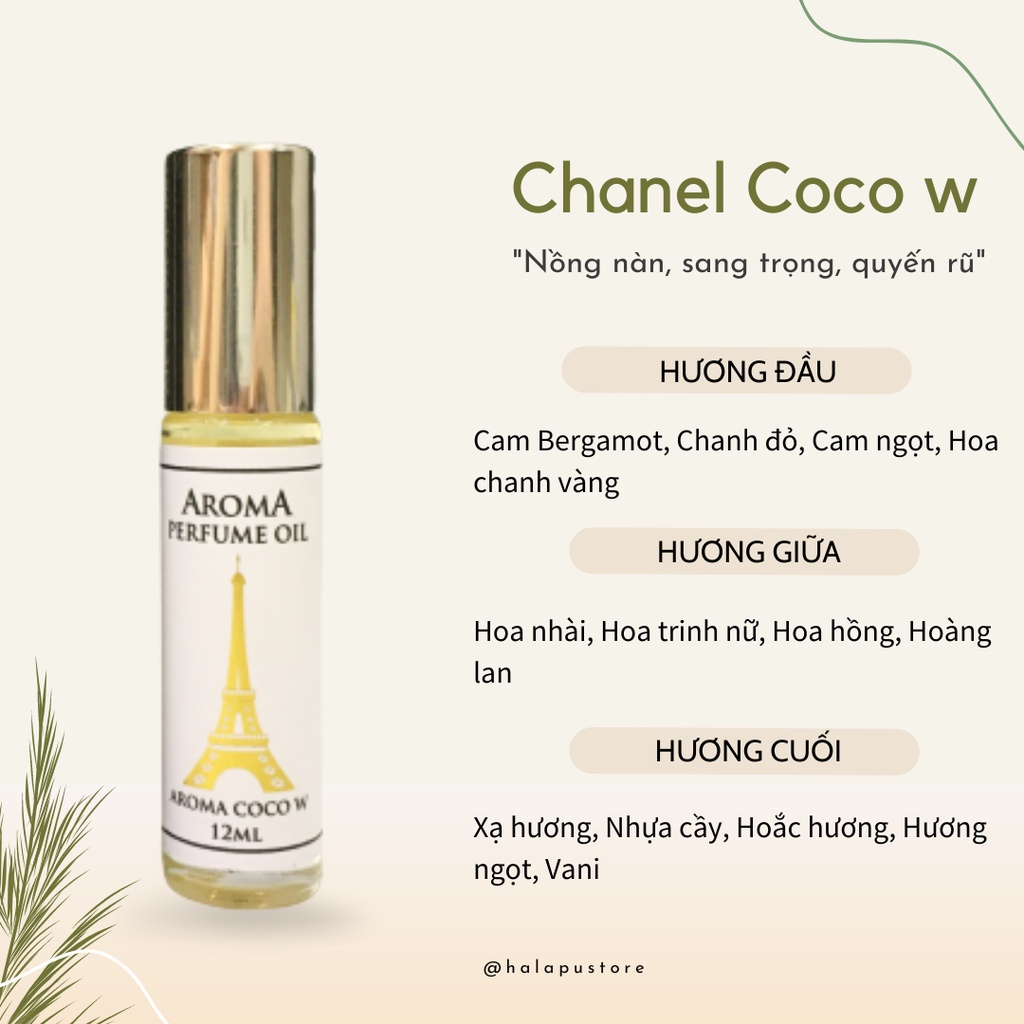 Tinh Dầu Nước Hoa Chanel Coco 12ml Dạng Lăn Tiện Dụng, Bám Mùi Siêu Lâu