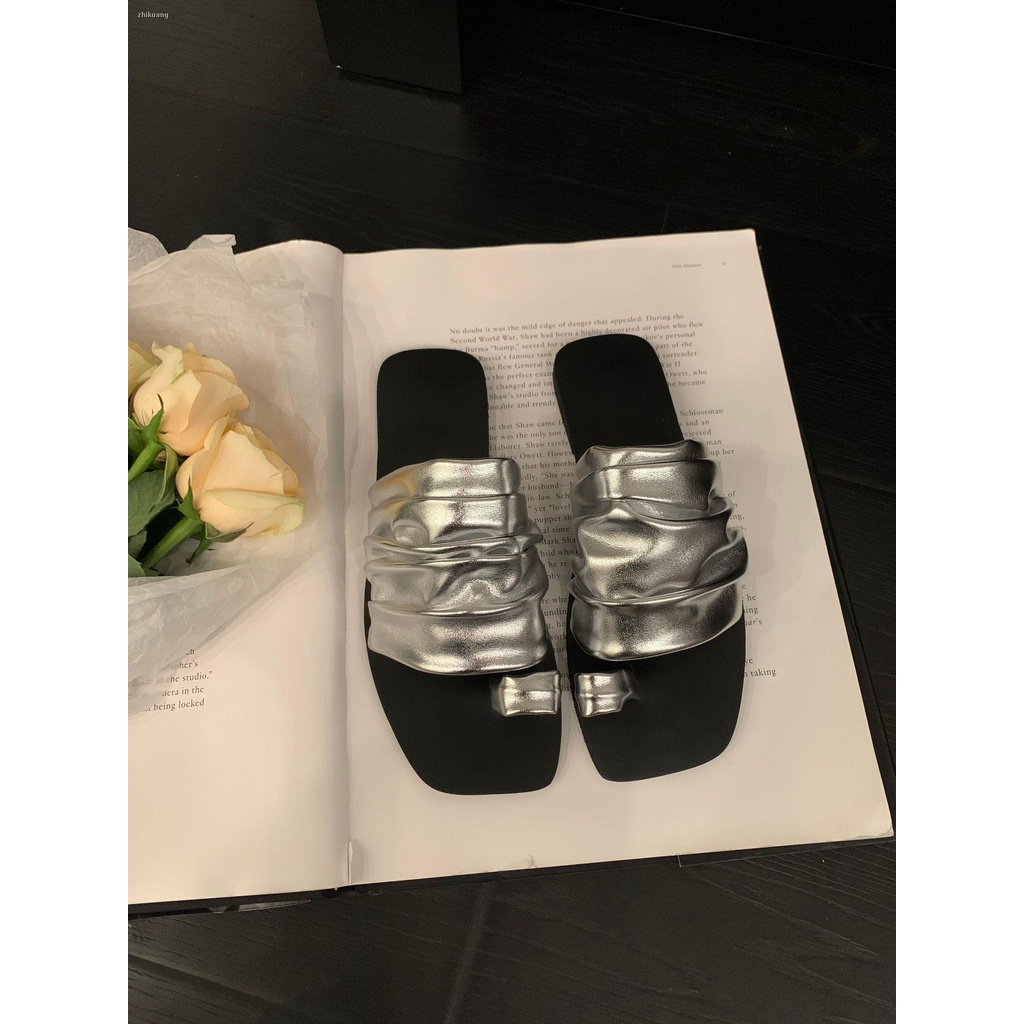 Dép Sandal Mũi Vuông Xếp Ly Thời Trang Mùa Hè Hàng Mới 2023 Phong Cách Hàn Quốc Dành Cho Bạn Nữ