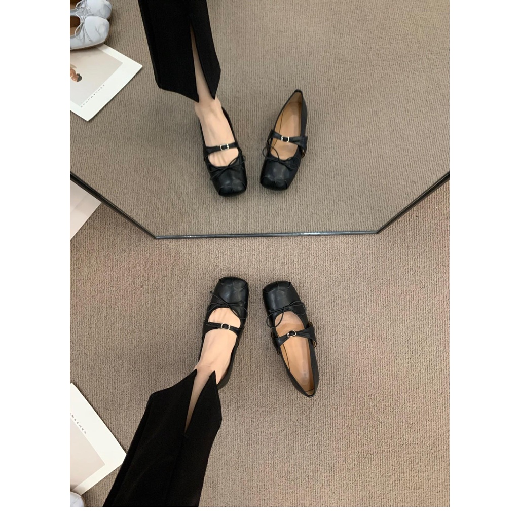 Giày Búp Bê Đế Mềm Miệng Nông Đính Nơ Kiểu Hàn Quốc Thời Trang Mùa Hè 2023