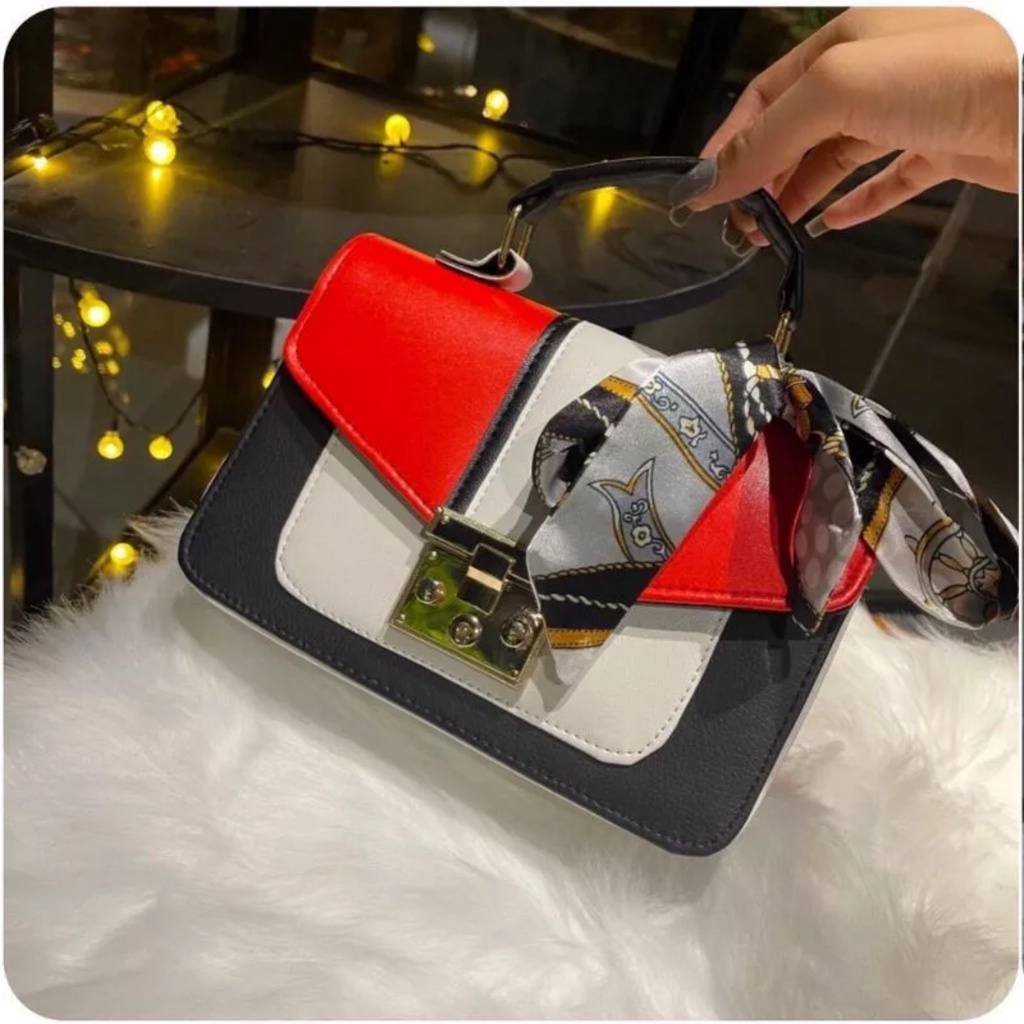 Túi xách nữ cầm tay có dây đeo chéo tặng kèm khăn chât da mềm mịn mã H30