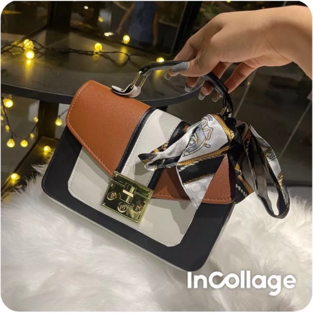 Túi xách nữ cầm tay có dây đeo chéo tặng kèm khăn chât da mềm mịn mã H30