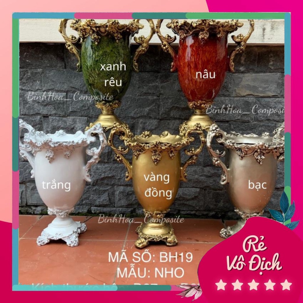 Bình hoa mẫu nho composite mã bh19, lọ cắm hoa cao cấp, bình cắm hoa giả, bình trang trí