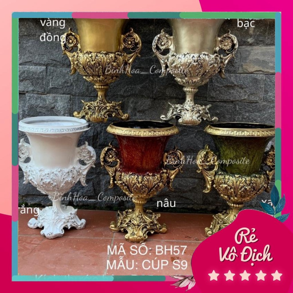 Bình hoa cúp s9 composite mã bh57, lọ cắm hoa cao cấp,bình cắm hoa, bình trang trí
