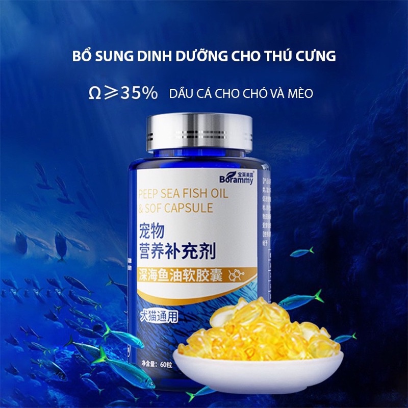 Dầu cá Borammy tăng đề kháng, đẹp lông cho chó mèo