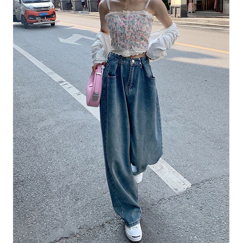 Quần Jean Nữ Ống Rộng Lưng Cao Tôn Dáng Phong Cách Hàn Quốc Thời Trang Xuân Thu