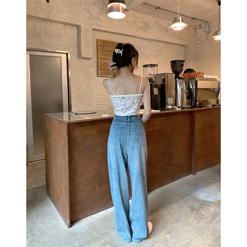 Quần Jean Nữ Ống Rộng Lưng Cao Tôn Dáng Phong Cách Hàn Quốc Thời Trang Xuân Thu