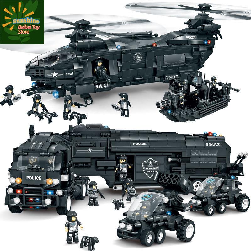 🔥 Có hàng tồn kho 🌟Woma Block tương thích LEGO SWAT Boys Puzzle Split Xe hơi lớn Máy bay Trẻ em Mô hình Đồ chơi