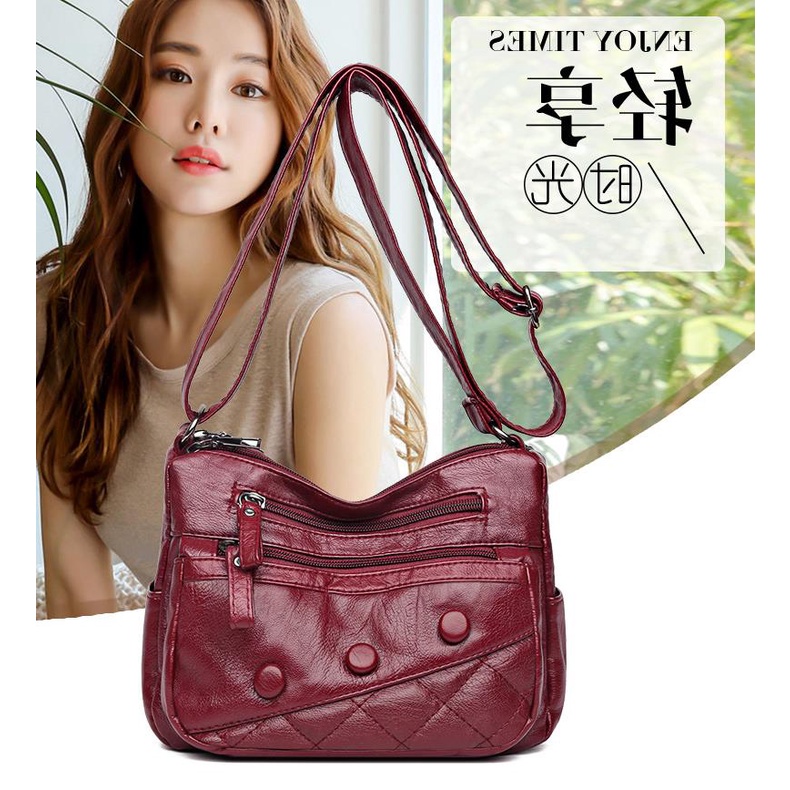 Túi Xách Da PU Mềm Đính Đá Thiết Kế Đơn Giản Thời Trang Cho Nữ