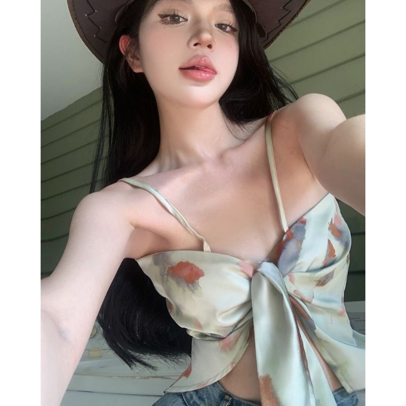 Jiashucheng Áo Ống Tam Giác Bằng Lụa Không Tay Mặc Ngoài Đi Biển Mùa Hè Quyến Rũ Cho Nữ