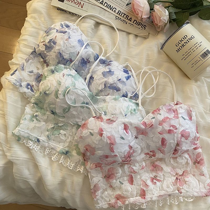 Jiashucheng Áo Ống Ôm Ngực Họa Tiết Hoa Phong Cách Hàn Quốc Thời Trang Mùa Hè Cho Nữ