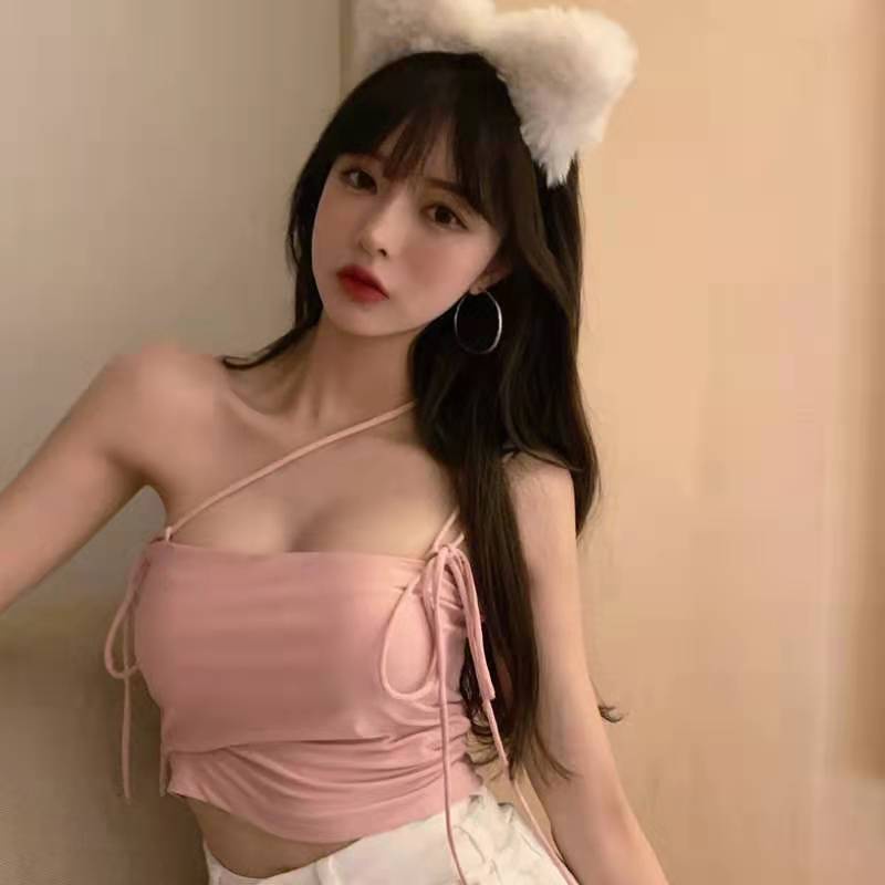 Jiashucheng Áo Hai Dây Cột Dây Dáng Ngắn Màu Trơn Phong Cách Phương Tây Thời Trang Mùa Hè Mới Cho Nữ