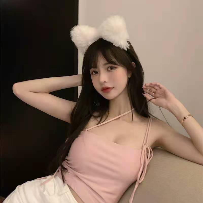 Jiashucheng Áo Hai Dây Cột Dây Dáng Ngắn Màu Trơn Phong Cách Phương Tây Thời Trang Mùa Hè Mới Cho Nữ